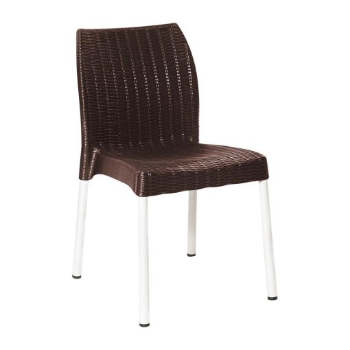 Bolero Elements Polypropylene Rattan Side Chairs Dark Brown 4 Pack (JA914)