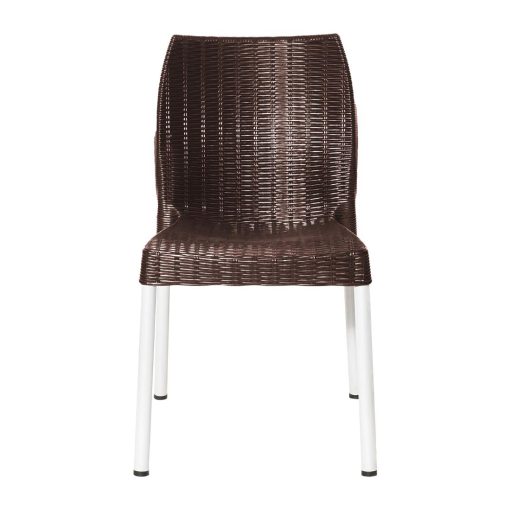 Bolero Elements Polypropylene Rattan Side Chairs Dark Brown 4 Pack (JA914)