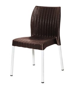Bolero Elements Polypropylene Rattan Side Chairs Dark Brown 4 Pack (JA914)