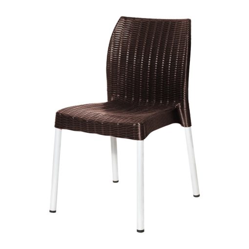Bolero Elements Polypropylene Rattan Side Chairs Dark Brown 4 Pack (JA914)