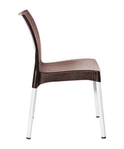 Bolero Elements Polypropylene Rattan Side Chairs Dark Brown 4 Pack (JA914)