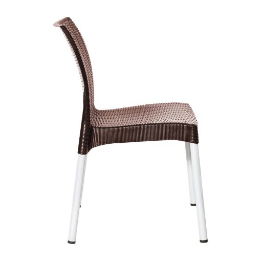 Bolero Elements Polypropylene Rattan Side Chairs Dark Brown 4 Pack (JA914)