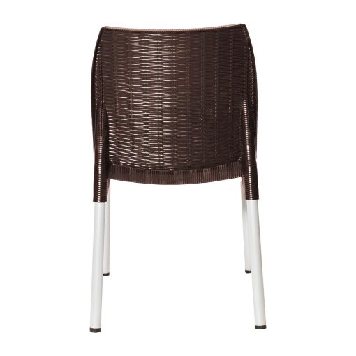 Bolero Elements Polypropylene Rattan Side Chairs Dark Brown 4 Pack (JA914)