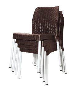 Bolero Elements Polypropylene Rattan Side Chairs Dark Brown 4 Pack (JA914)