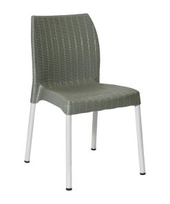 Bolero Elements Polypropylene Rattan Side Chairs Olive Green 4 Pack (JA915)