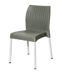 Bolero Elements Polypropylene Rattan Side Chairs Olive Green 4 Pack (JA915)