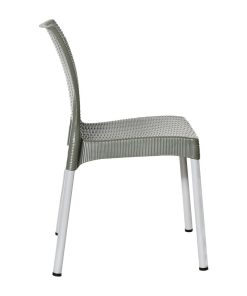 Bolero Elements Polypropylene Rattan Side Chairs Olive Green 4 Pack (JA915)