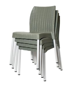 Bolero Elements Polypropylene Rattan Side Chairs Olive Green 4 Pack (JA915)