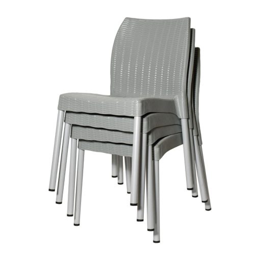 Bolero Elements Polypropylene Rattan Side Chairs Grey 4 Pack (JA916)