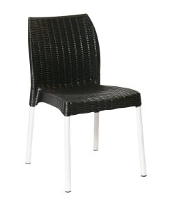 Bolero Elements Polypropylene Rattan Side Chairs Black 4 Pack (JA917)