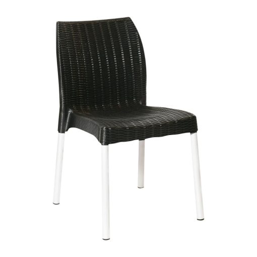 Bolero Elements Polypropylene Rattan Side Chairs Black 4 Pack (JA917)