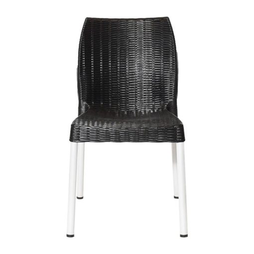 Bolero Elements Polypropylene Rattan Side Chairs Black 4 Pack (JA917)