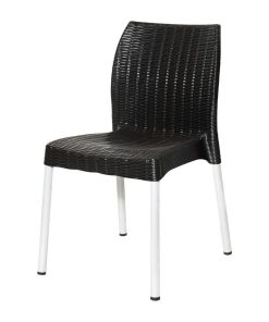 Bolero Elements Polypropylene Rattan Side Chairs Black 4 Pack (JA917)
