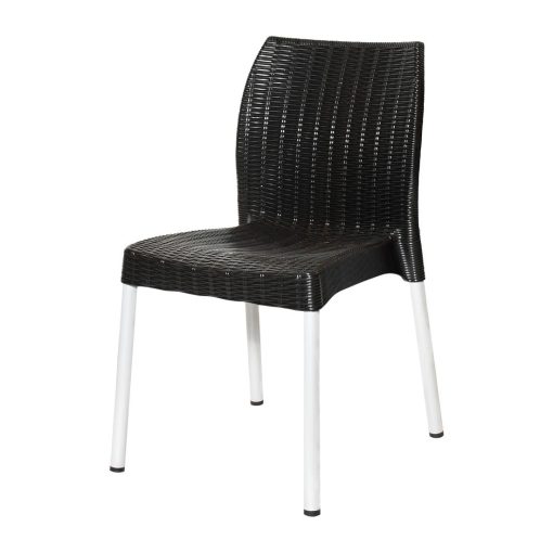 Bolero Elements Polypropylene Rattan Side Chairs Black 4 Pack (JA917)
