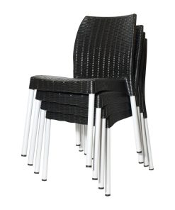 Bolero Elements Polypropylene Rattan Side Chairs Black 4 Pack (JA917)
