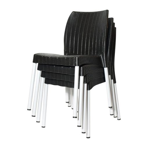 Bolero Elements Polypropylene Rattan Side Chairs Black 4 Pack (JA917)