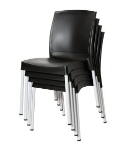 Bolero Elements Polypropylene Plain Side Chairs Black 4 Pack (JA918)