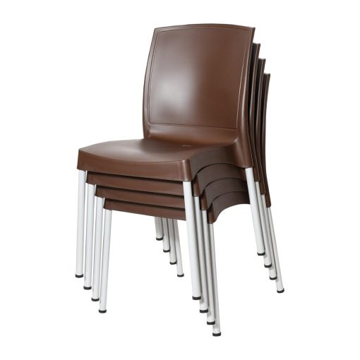 Bolero Elements Polypropylene Plain Side Chairs Dark Brown 4 Pack (JA919)