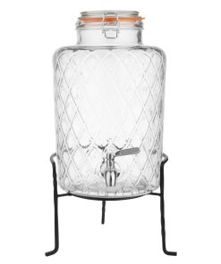 Olympia Geo Glass Clip-Top Drinks Dispenser with Wire Stand 8Ltr (JB379)