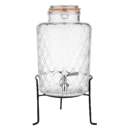 Olympia Geo Glass Clip-Top Drinks Dispenser with Wire Stand 8Ltr (JB379)