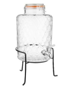 Olympia Geo Glass Clip-Top Drinks Dispenser with Wire Stand 8Ltr (JB379)