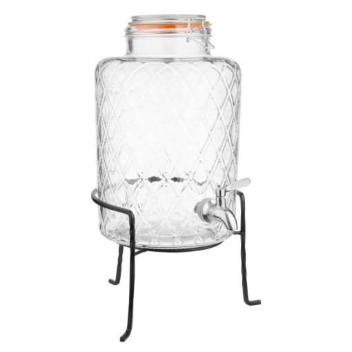 Olympia Geo Glass Clip-Top Drinks Dispenser with Wire Stand 8Ltr (JB379)