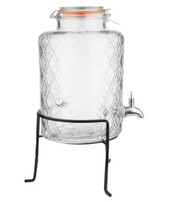 Olympia Geo Glass Clip-Top Drinks Dispenser with Wire Stand 8Ltr (JB379)