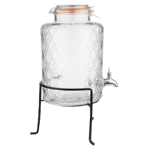 Olympia Geo Glass Clip-Top Drinks Dispenser with Wire Stand 8Ltr (JB379)