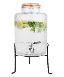Olympia Geo Glass Clip-Top Drinks Dispenser with Wire Stand 8Ltr (JB379)