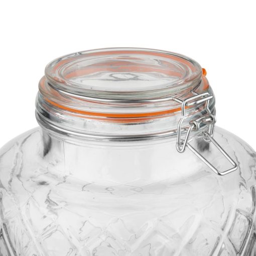 Olympia Geo Glass Clip-Top Drinks Dispenser with Wire Stand 8Ltr (JB379)