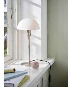 Nordlux Ellen 20 Indoor Table Lamp Brushed Steel Glass Shade (JE762)