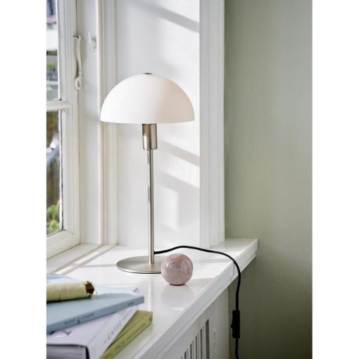 Nordlux Ellen 20 Indoor Table Lamp Brushed Steel Glass Shade (JE762)
