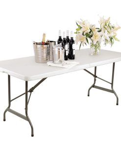 Bolero Rectangular Centre Folding Table 6ft White (LL001)