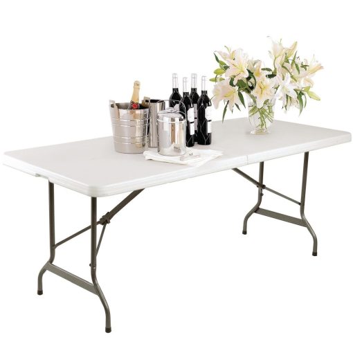 Bolero Rectangular Centre Folding Table 6ft White (LL001)