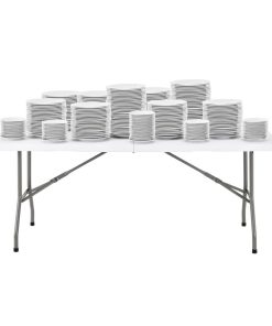 Bolero Rectangular Centre Folding Table 6ft White (LL001)