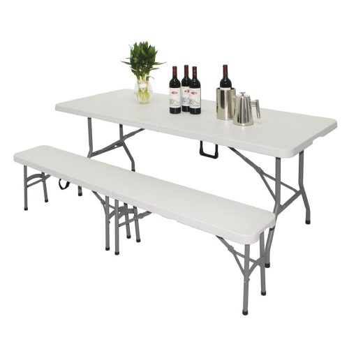 Bolero Rectangular Centre Folding Table 6ft White (LL001)