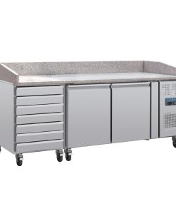 Polar U-Series Double Door Pizza Counter with Granite Top and Dough Drawers 290Ltr (UA080)