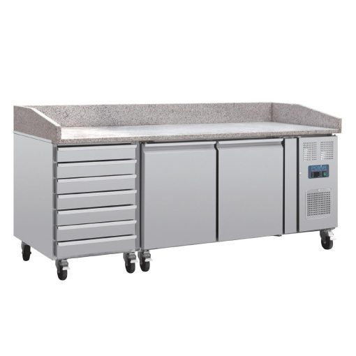 Polar U-Series Double Door Pizza Counter with Granite Top and Dough Drawers 290Ltr (UA080)