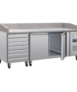 Polar U-Series Double Door Pizza Counter with Granite Top and Dough Drawers 290Ltr (UA080)