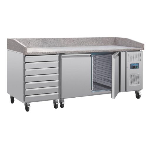 Polar U-Series Double Door Pizza Counter with Granite Top and Dough Drawers 290Ltr (UA080)