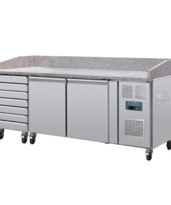 Polar U-Series Double Door Pizza Counter with Granite Top and Dough Drawers 290Ltr (UA080)