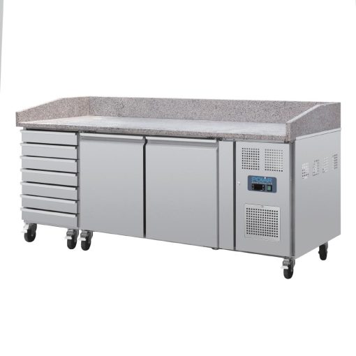 Polar U-Series Double Door Pizza Counter with Granite Top and Dough Drawers 290Ltr (UA080)