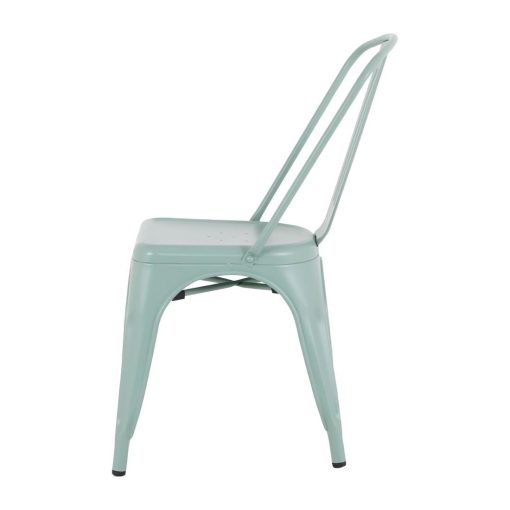 Bolero Bistro Metal Chairs Olive Green 4 Pack (HW295)