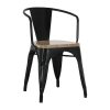 Bolero Bistro Curve Armchairs with Wooden Seat Pad Black 4 Pack (HZ804)