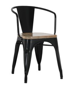 Bolero Bistro Curve Armchairs with Wooden Seat Pad Black 4 Pack (HZ804)