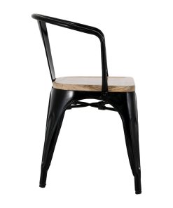 Bolero Bistro Curve Armchairs with Wooden Seat Pad Black 4 Pack (HZ804)