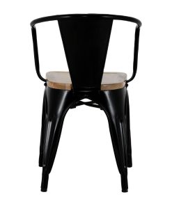 Bolero Bistro Curve Armchairs with Wooden Seat Pad Black 4 Pack (HZ804)