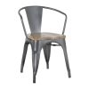 Bolero Bistro Curve Armchairs with Wooden Seat Pad Gunmetal 4 Pack (HZ805)
