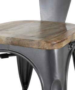 Bolero Bistro Curve Armchairs with Wooden Seat Pad Gunmetal 4 Pack (HZ805)