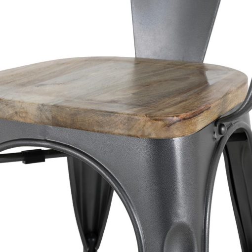 Bolero Bistro Curve Armchairs with Wooden Seat Pad Gunmetal 4 Pack (HZ805)
